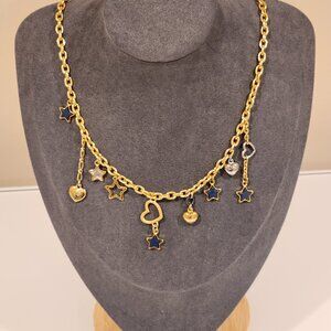 Brand New!! Marc Jacobs: Gold-toned|Heart& Star shaped|Multi-charm|Necklace